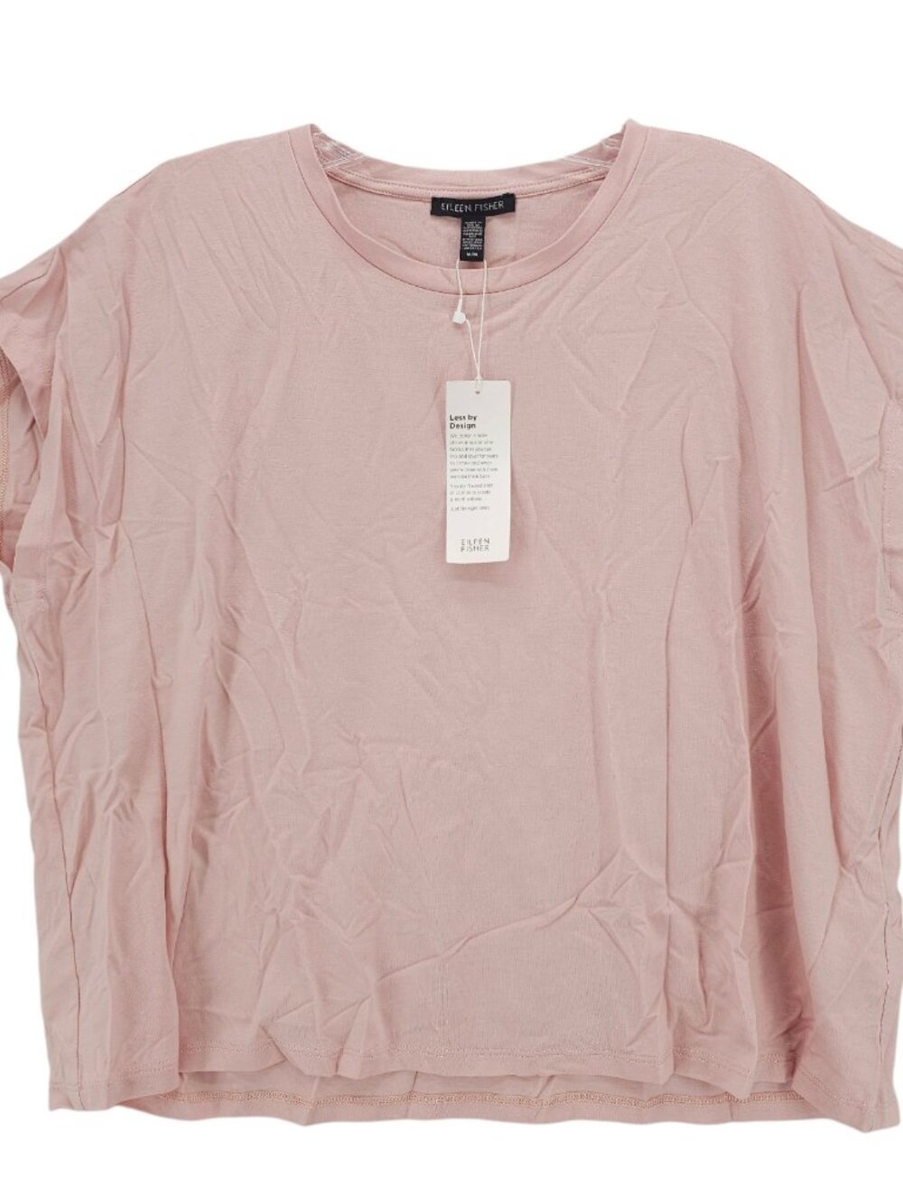 NWT EILEEN FISHER Fine Jersey Crew Neck Box Top POWDER Pink Tencel Size MEDIUM